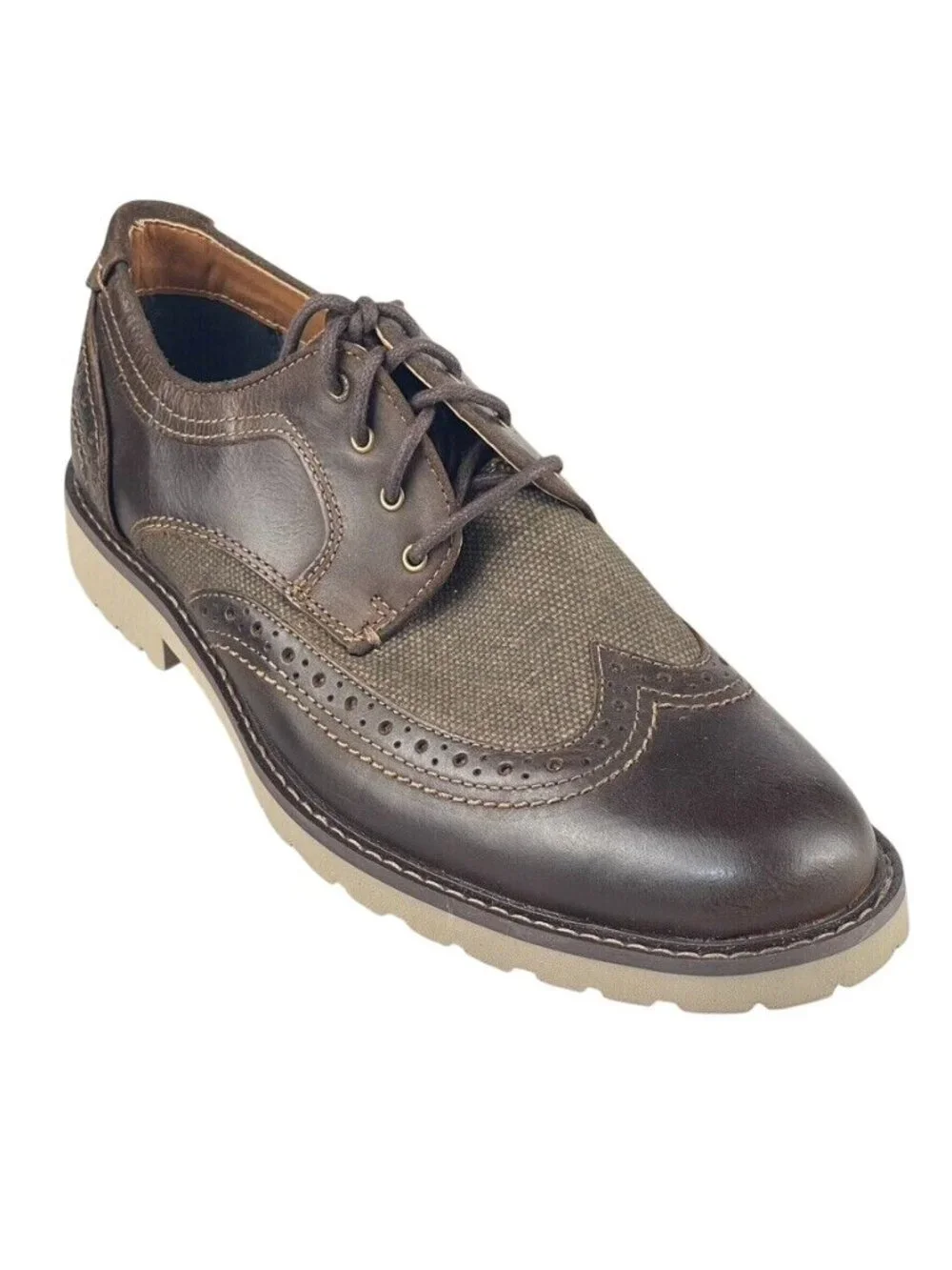 Lucky Brand Mens Brown Leather Wingtip Lace-Up Oxford Shoes Size 9M